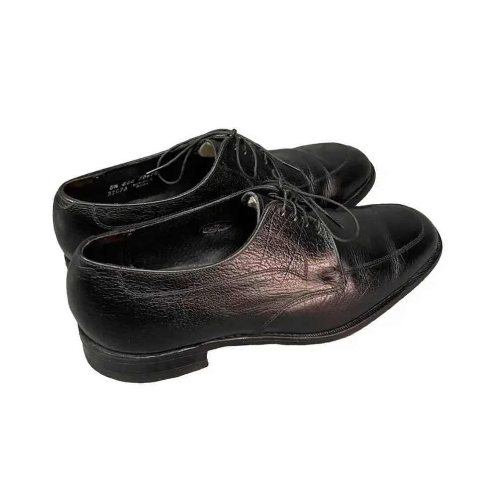 The Florsheim Shoe Mens 8.5 Black Moc Toe Leather Lace Up Oxfords Dressy
